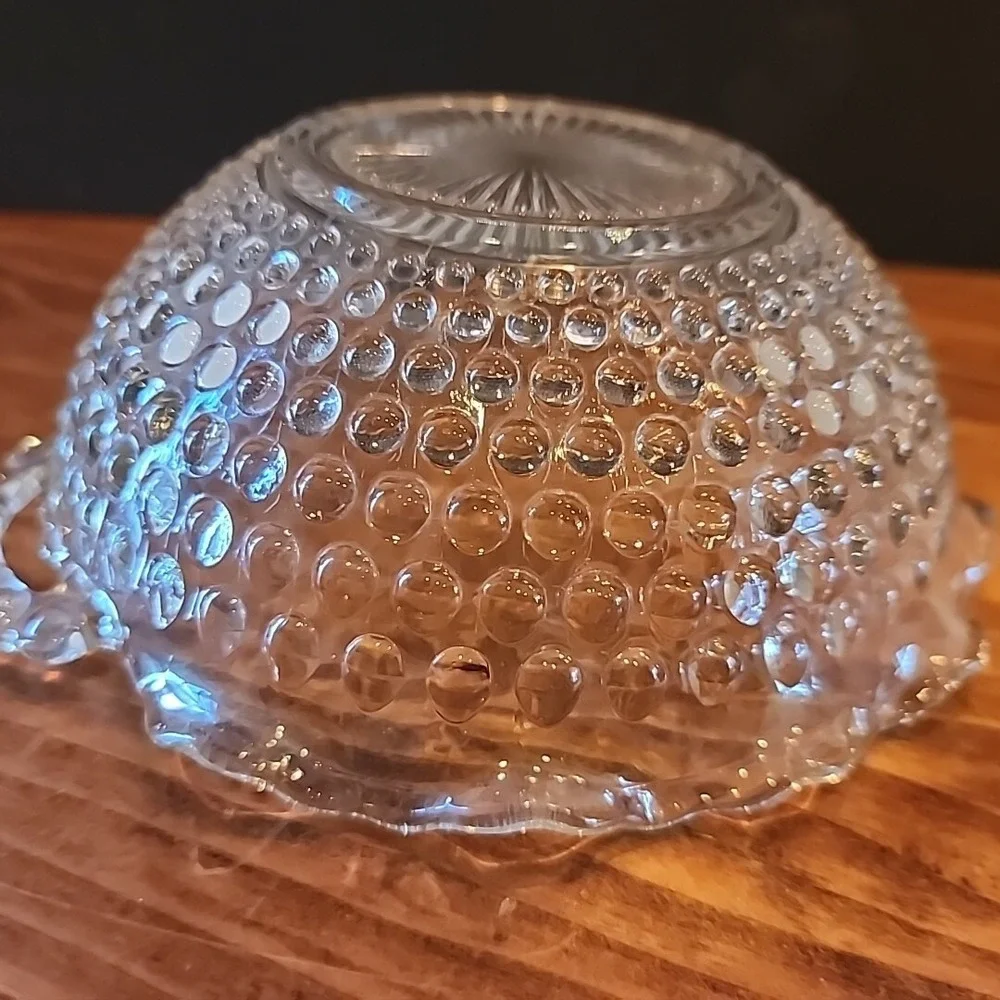 Hobnail Moonstone Vintage Bowls Candy Dish Decorative Bowl Serving Dish w/Handle